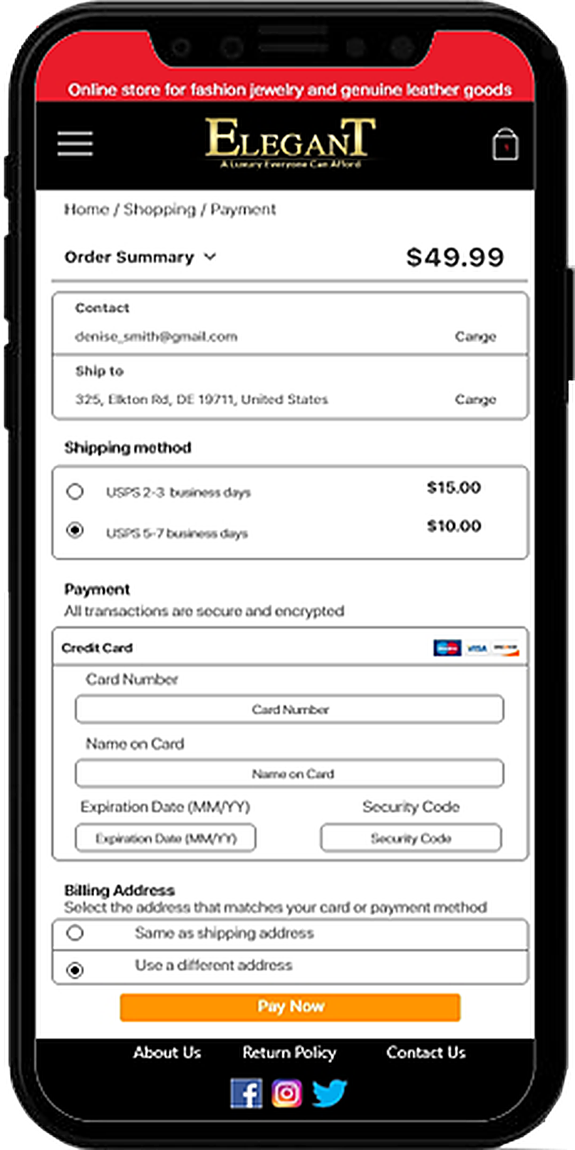 Payment screen