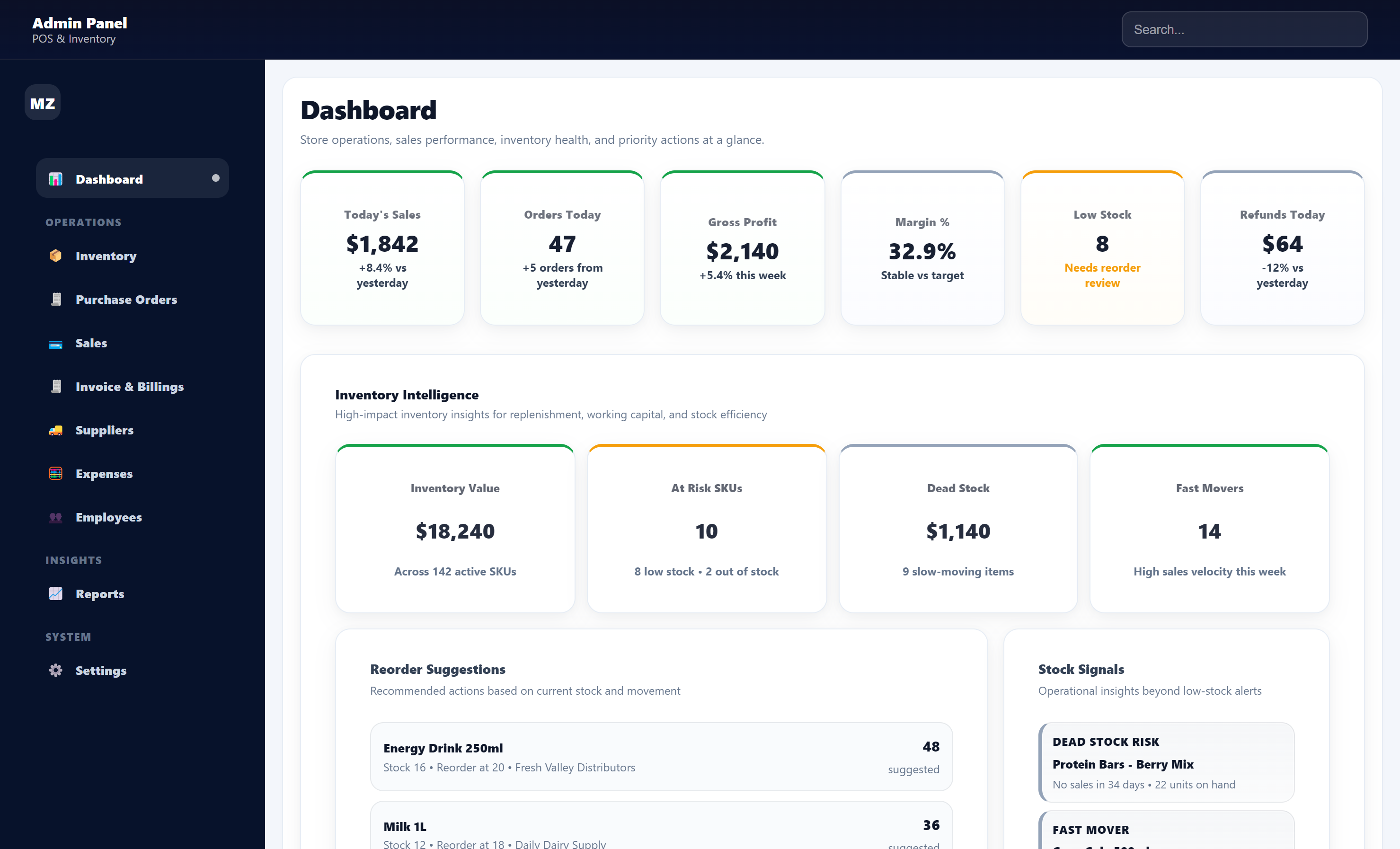 Cover page of the Retail POS Admin Dashboard case study